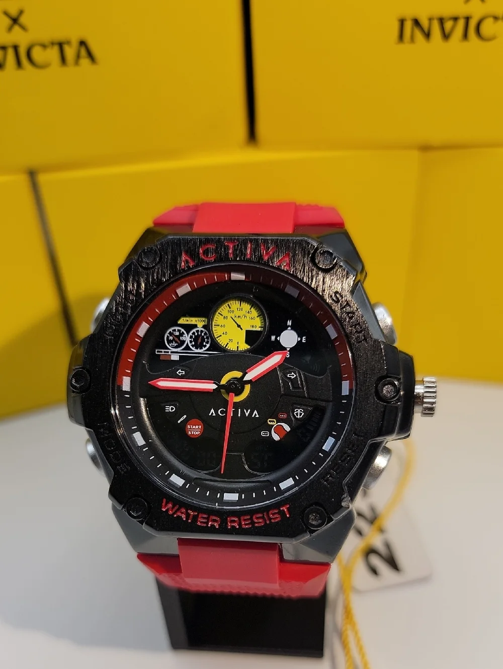 Activa X Invicta Racing Mens Black & Red 55mm Watch ACW8092-003 NIB $99 Retail